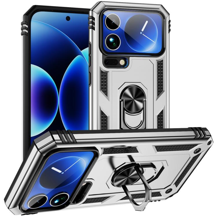 

For Xiaomi 17 Pro Shockproof TPU + PC Phone Case with Holder(Silver)