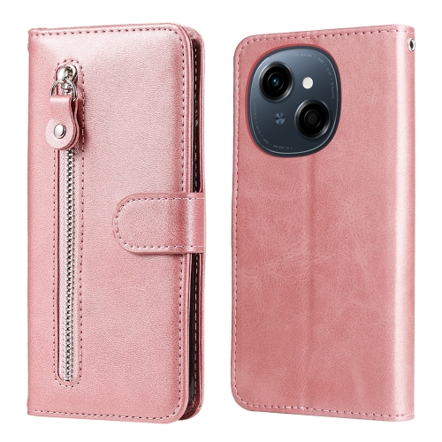 

For Tecno Spark Go 1 / Pop 9 / Spark Go 2025 Fashion Calf Texture Zipper Leather Phone Case(Rose Gold)