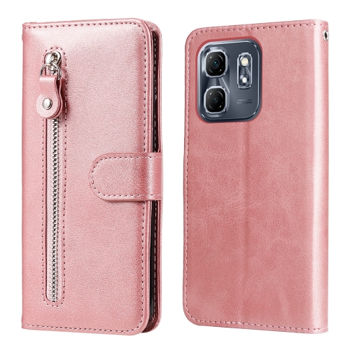 

For Infinix Hot 50i / Smart 9 Fashion Calf Texture Zipper Leather Phone Case(Rose Gold)