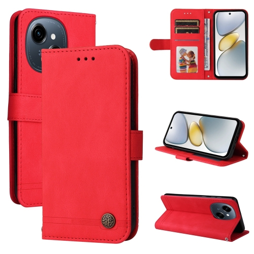 

For Tecno Spark Go 1 / Pop 9 / Spark Go 2025 Skin Feel Life Tree Metal Button Leather Phone Case(Red)