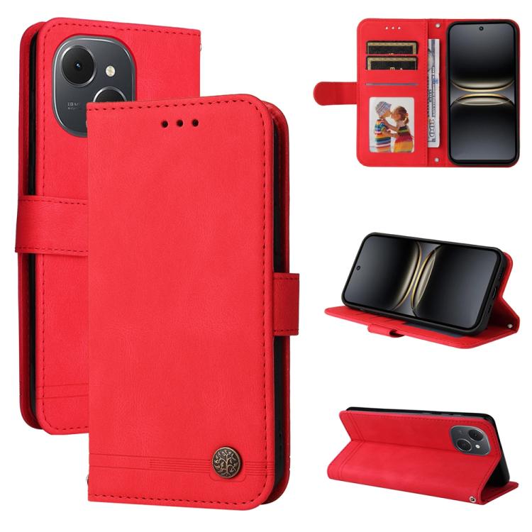 

For Tecno Spark 40C Skin Feel Life Tree Metal Button Leather Phone Case(Red)