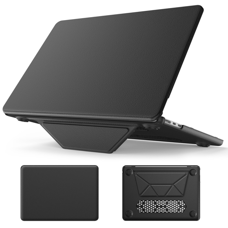 

For MacBook Air 15.3 inch A3114 / A2941 Business Magnetic Holder PC + PU Laptop Protective Case(Black)