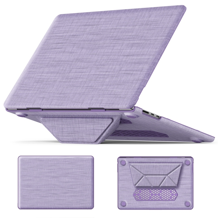 

For MacBook Air 15.3 inch A3114 / A2941 Fabric Magnetic Holder Laptop Protective Case(Purple)