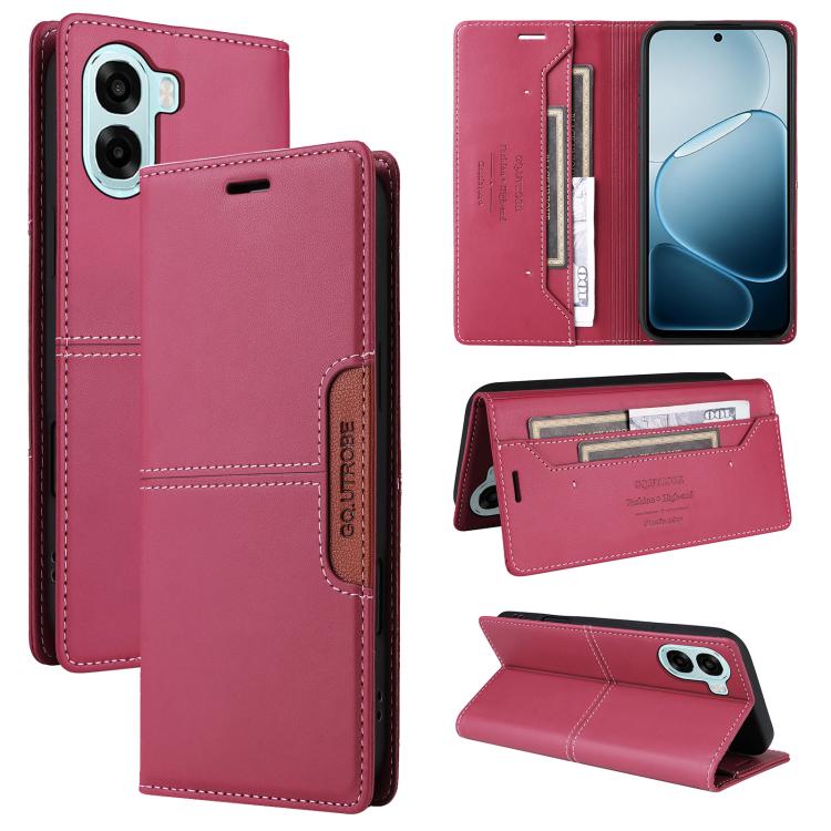 For OPPO A6x 5G/4G GQUTROBE G01 RFID Anti-theft Leather Phone Case(Red)