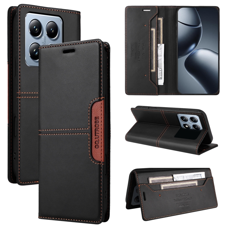 

For Xiaomi 14T Pro GQUTROBE G01 RFID Anti-theft Leather Phone Case(Black)