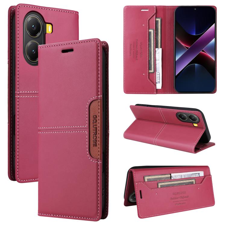 

For Xiaomi Poco X7 Pro GQUTROBE G01 RFID Anti-theft Leather Phone Case(Red)