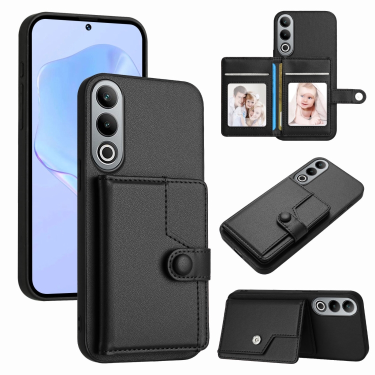 

For OnePlus Nord CE4 Button Card Bag RFID Anti-theft Phone Case(Black)