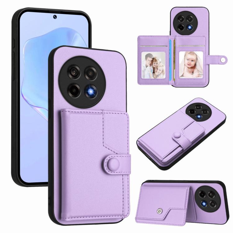 

For OnePlus Ace 5 / Ace 5 Pro Button Card Bag RFID Anti-theft Phone Case(Purple)