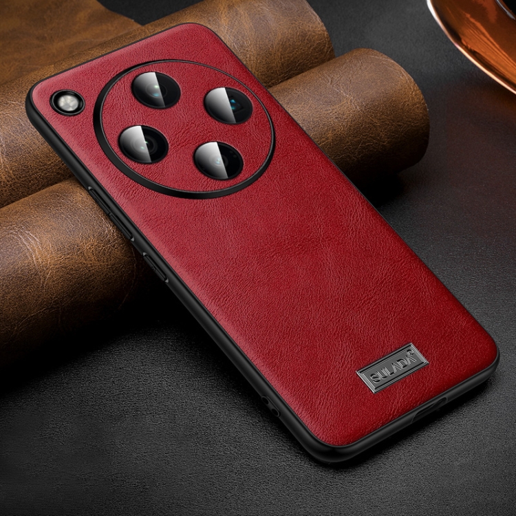 

For OPPO Find X8 Pro SULADA Shockproof TPU + Handmade Leather Phone Case(Red)