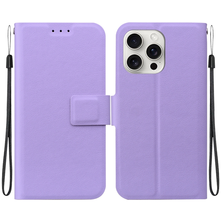 

For iPhone 16 Pro Ultra-thin Voltage Magnetic Buckle Leather Phone Case(Purple)
