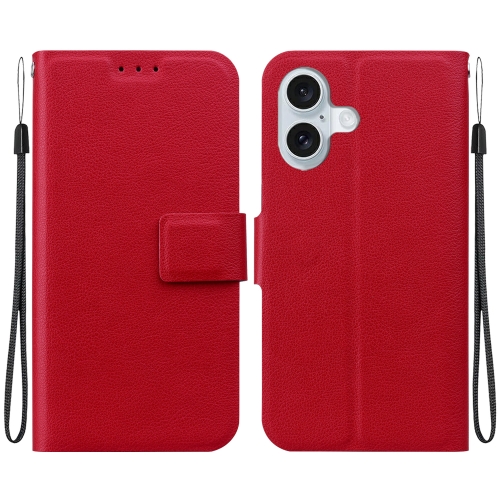 

For iPhone 16 Plus Ultra-thin Voltage Magnetic Buckle Leather Phone Case(Red)