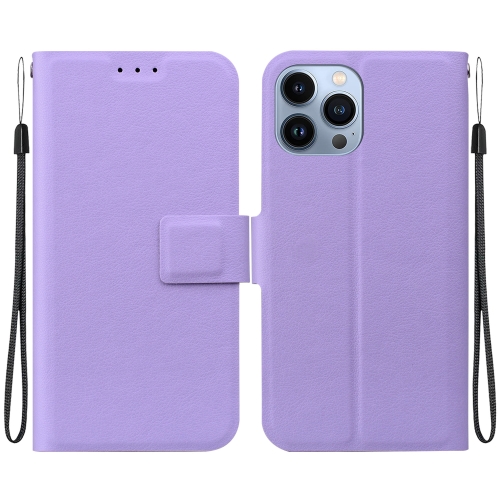 

For iPhone 14 Pro Max Ultra-thin Voltage Magnetic Buckle Leather Phone Case(Purple)