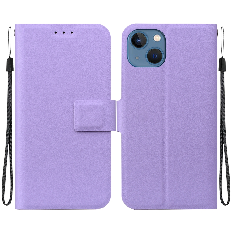 

For iPhone 14 Plus Ultra-thin Voltage Magnetic Buckle Leather Phone Case(Purple)