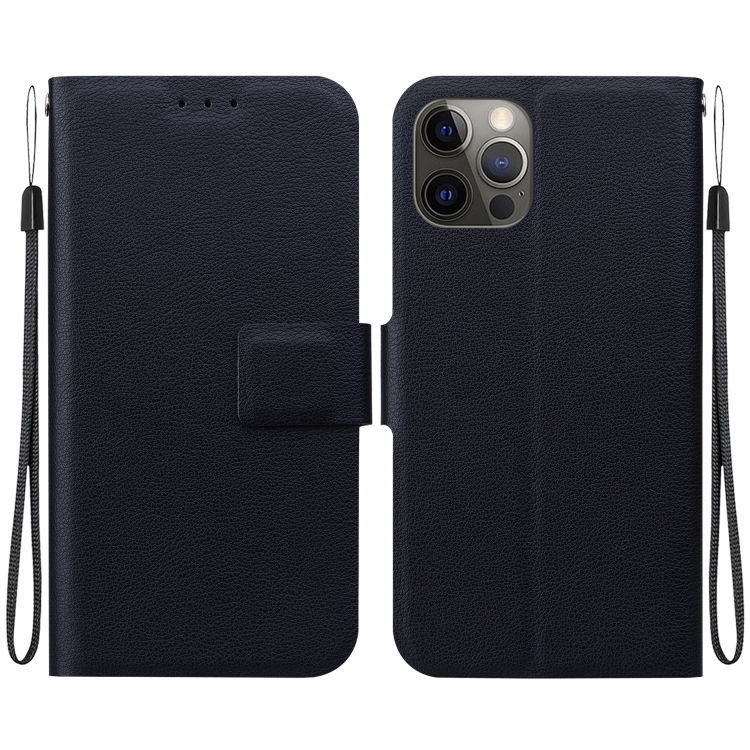 

For iPhone 12 / 12 Pro Ultra-thin Voltage Magnetic Buckle Leather Phone Case(Black)