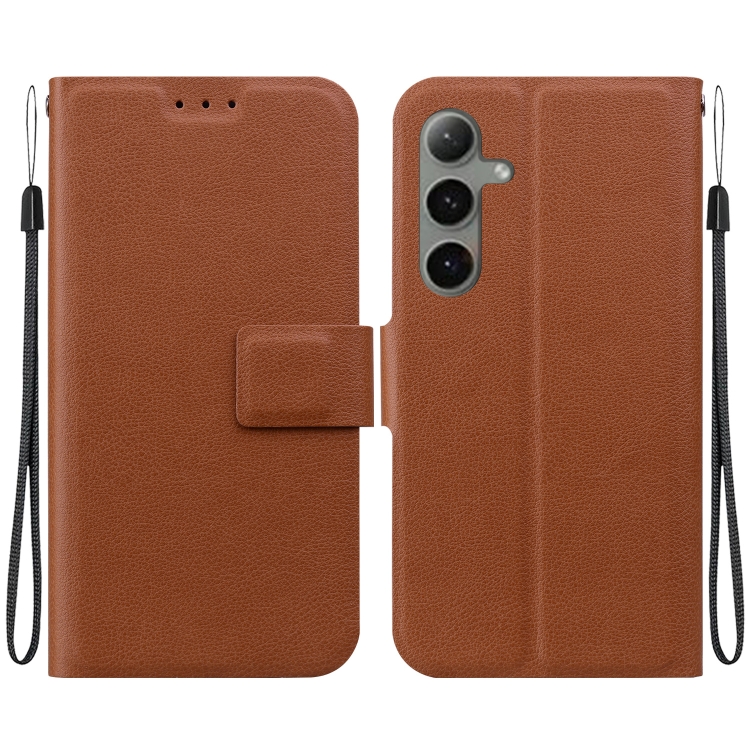 

For Samsung Galaxy S24 FE 5G Ultra-thin Voltage Magnetic Buckle Leather Phone Case(Brown)