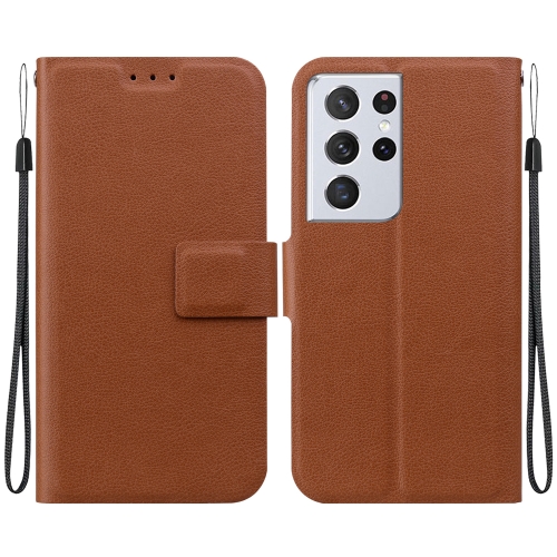 

For Samsung Galaxy S21 Ultra 5G Ultra-thin Voltage Magnetic Buckle Leather Phone Case(Brown)