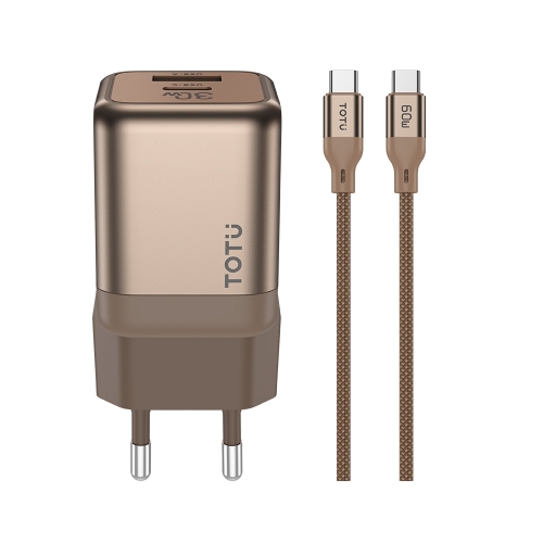 

TOTUDESIGN HC-9 30W USB-A to Type-C GaN Fast Charger, Plug:EU Plug with Type-C to Type-C Cable(Gold)