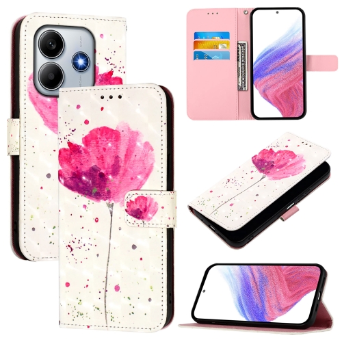 

For Redmi Note 14 5G 3D Painting Horizontal Flip Leather Phone Case(Flower)