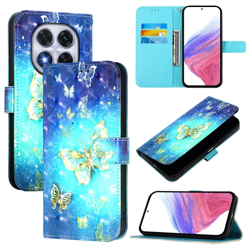 

For Redmi Note 14 Pro 5G / 14 Pro+ 5G 3D Painting Horizontal Flip Leather Phone Case(Golden Butterfly)