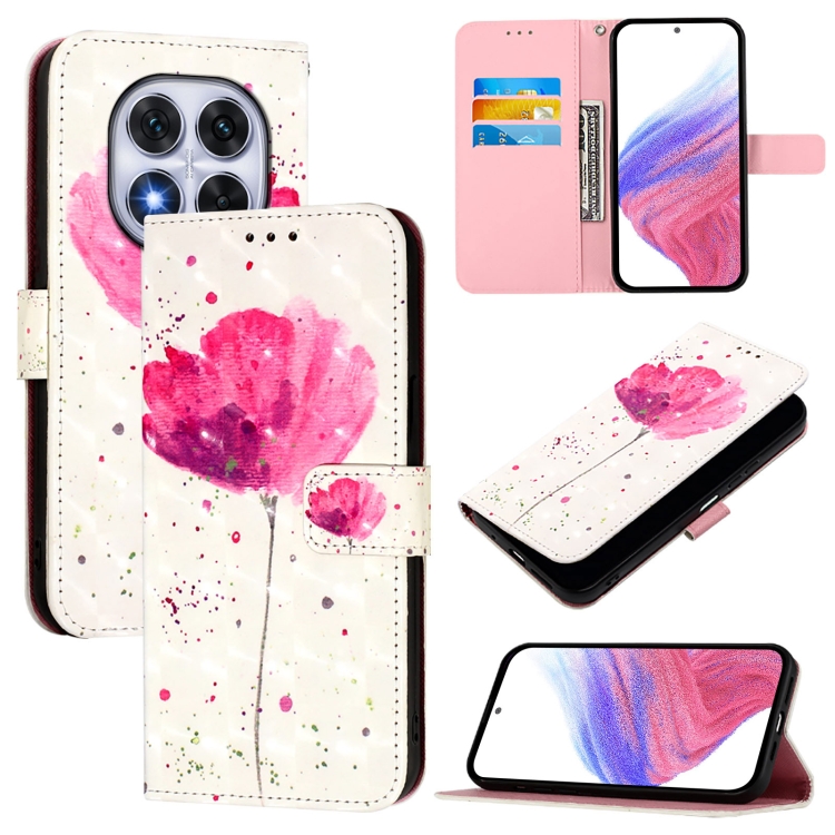 

For Redmi Note 14 Pro 5G / 14 Pro+ 5G 3D Painting Horizontal Flip Leather Phone Case(Flower)