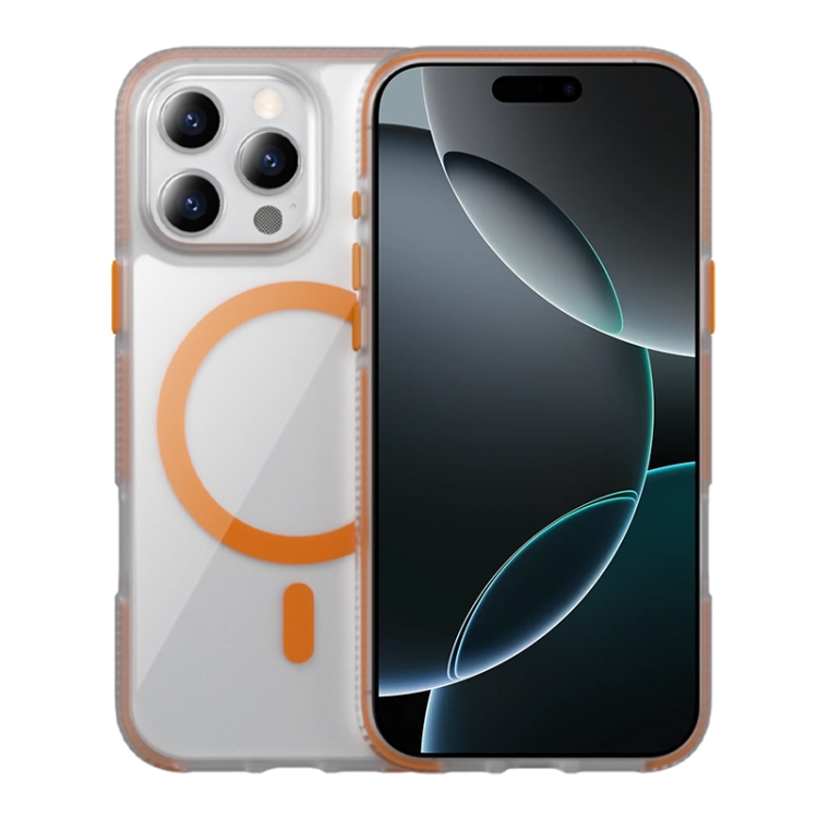 

For iPhone 16 Pro Ice Skin MagSafe PC Hybrid TPU Phone Case(Orange)
