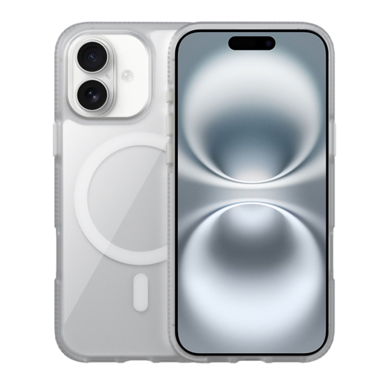 

For iPhone 16 Ice Skin MagSafe PC Hybrid TPU Phone Case(White)