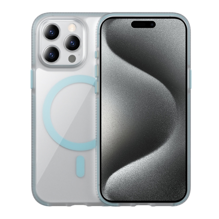 

For iPhone 15 Pro Max Ice Skin MagSafe PC Hybrid TPU Phone Case(Blue)