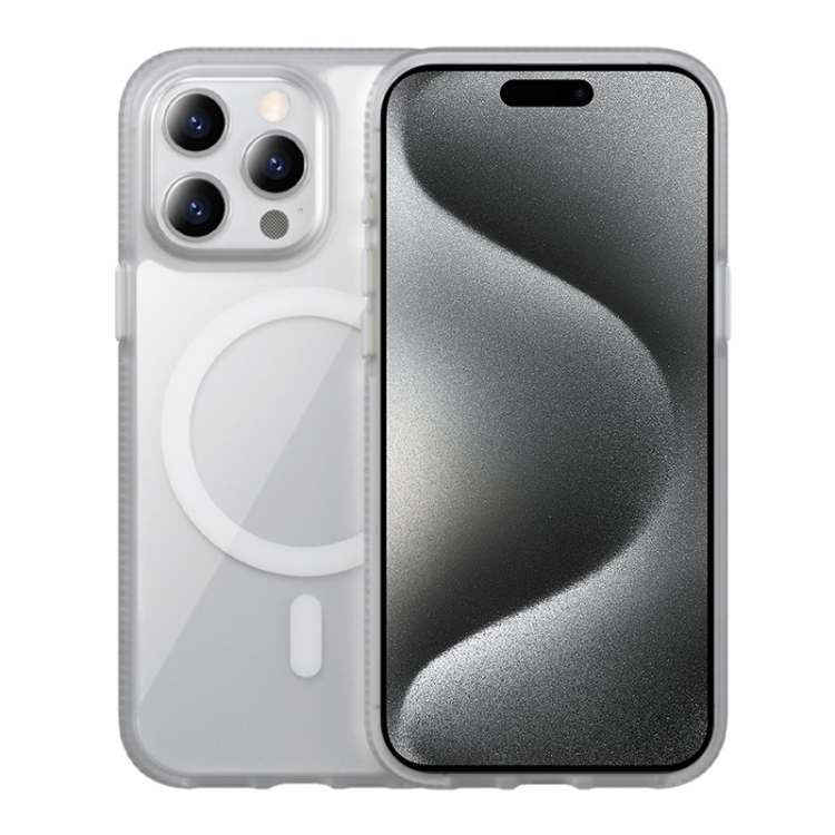 

For iPhone 15 Pro Ice Skin MagSafe PC Hybrid TPU Phone Case(White)