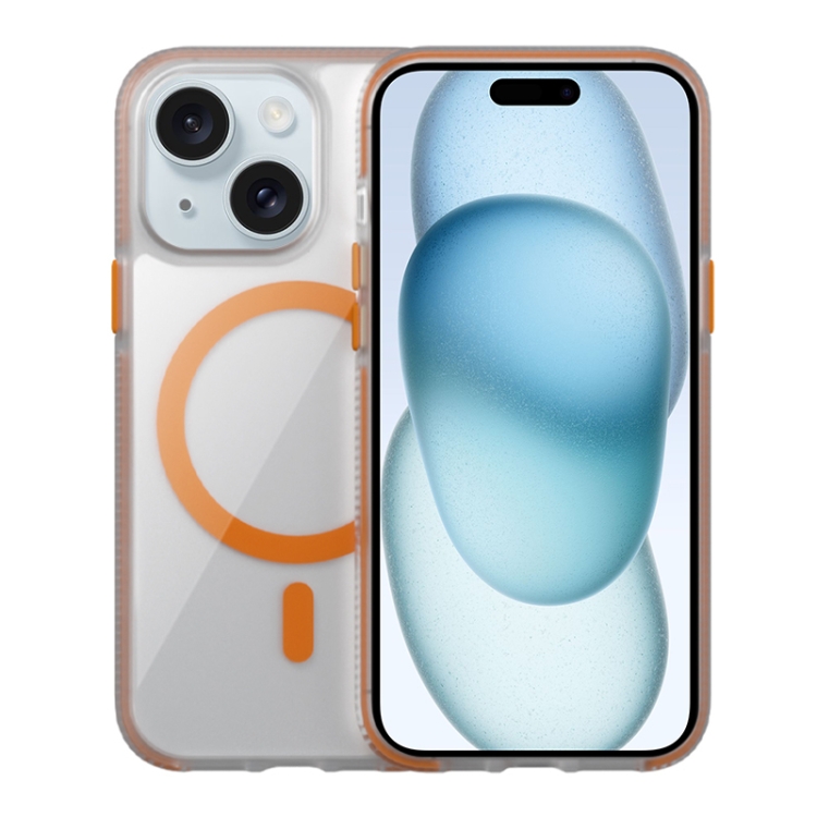

For iPhone 15 Plus Ice Skin MagSafe PC Hybrid TPU Phone Case(Orange)