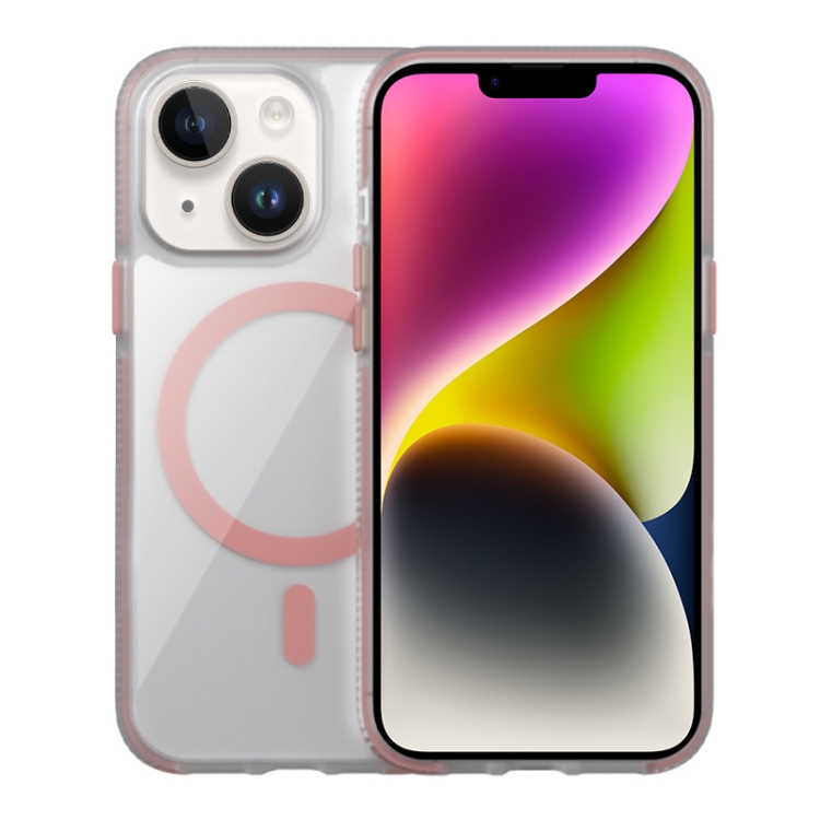 

For iPhone 14 Plus Ice Skin MagSafe PC Hybrid TPU Phone Case(Pink)