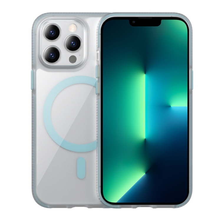 

For iPhone 13 Pro Max Ice Skin MagSafe PC Hybrid TPU Phone Case(Blue)