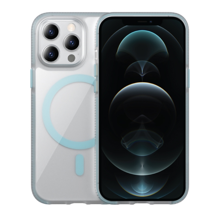 

For iPhone 12 Pro Max Ice Skin MagSafe PC Hybrid TPU Phone Case(Blue)