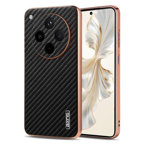 

For OPPO Find X8s+ AZNS Electroplated Edge Carbon Fiber Texture Phone Case(Black)