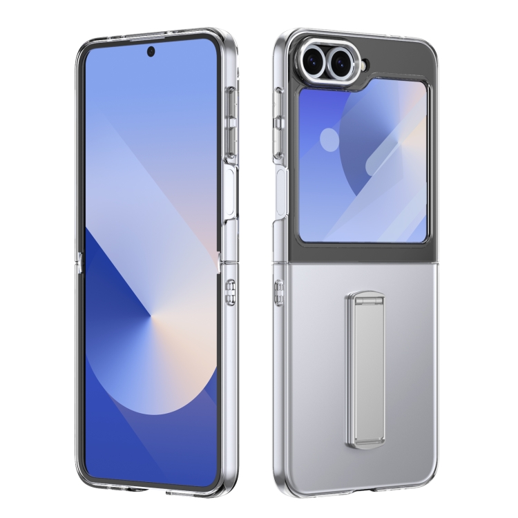 

For Samsung Galaxy Z Flip6 / Flip7 FE Ice-Cold Holder PC Hybrid TPU Phone Case(Silver)