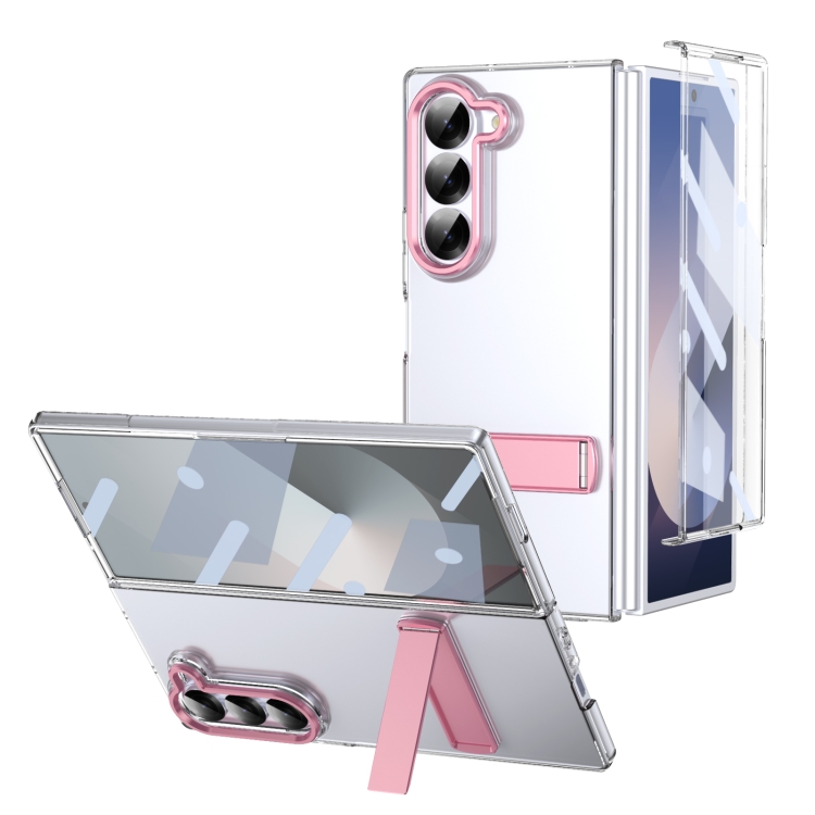 

For Samsung Galaxy Z Fold6 Ice-Cold Holder PC Hybrid TPU Phone Case(Pink)