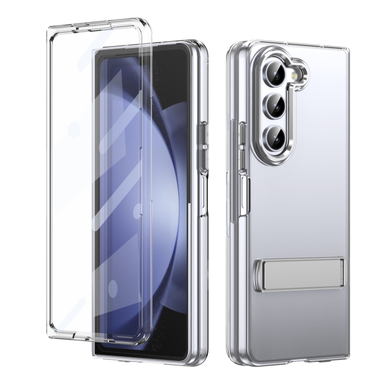 

For Samsung Galaxy Z Fold5 Ice-Cold Holder PC Hybrid TPU Phone Case(Silver)