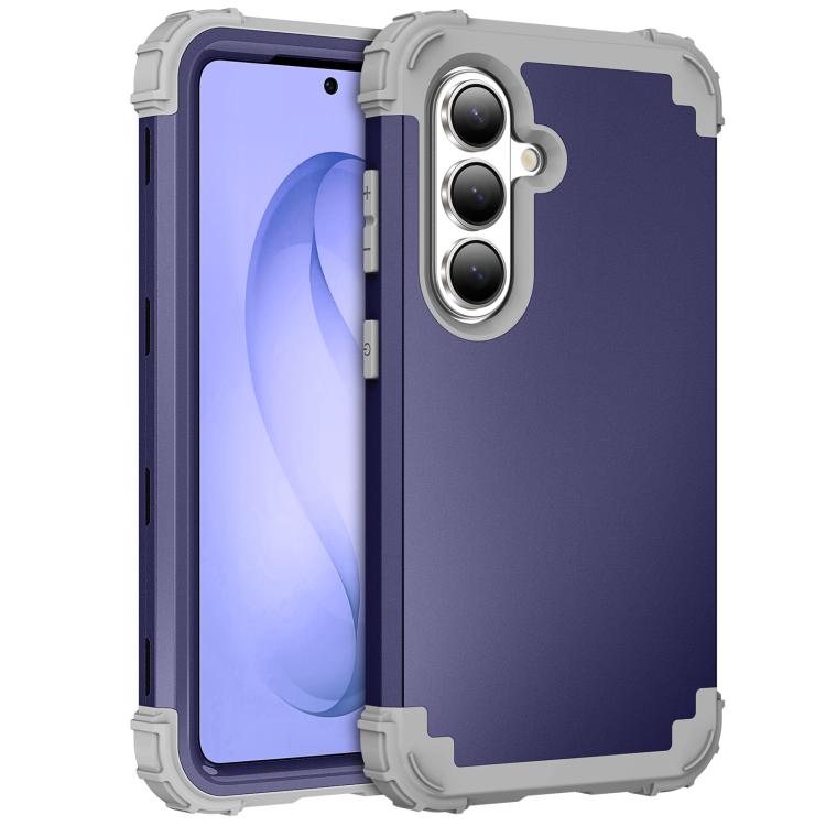 

For Samsung Galaxy S26+ 5G 3 in 1 Silicone Hybrid PC Shockproof Phone Case(Navy Blue Gray)