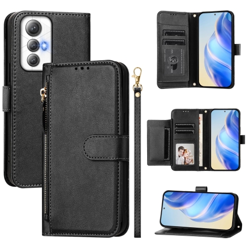 

For Cubot Max 5 Multi-Card Slots Zipper Wallet Leather Phone Case(Black)