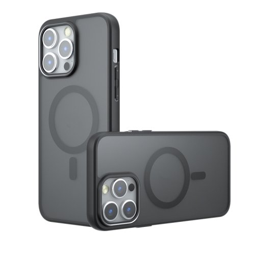 

For iPhone 15 Pro Max Armor MagSafe Precise Hole PC Hybrid TPU Phone Case(Frosted Black)