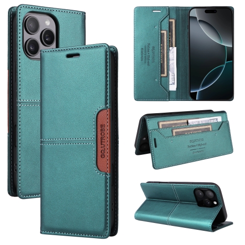 

For iPhone 16 Pro GQUTROBE G01 RFID Anti-theft Leather Phone Case(Green)