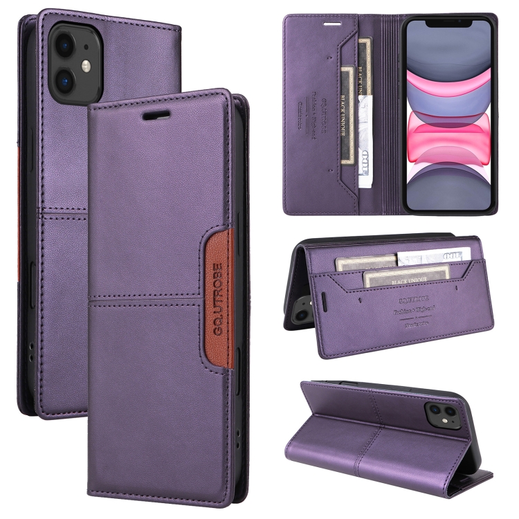 

For iPhone 11 GQUTROBE G01 RFID Anti-theft Leather Phone Case(Purple)