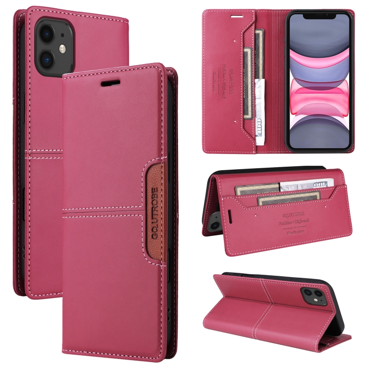 

For iPhone 12 GQUTROBE G01 RFID Anti-theft Leather Phone Case(Red)