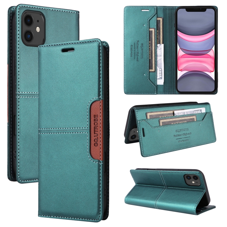 

For iPhone 12 GQUTROBE G01 RFID Anti-theft Leather Phone Case(Green)
