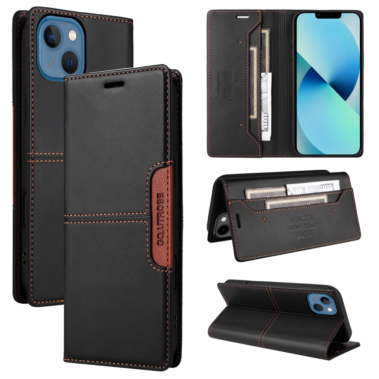

For iPhone 15 Plus / 14 Plus GQUTROBE G01 RFID Anti-theft Leather Phone Case(Black)