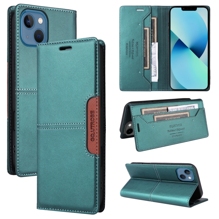 

For iPhone 15 GQUTROBE G01 RFID Anti-theft Leather Phone Case(Green)