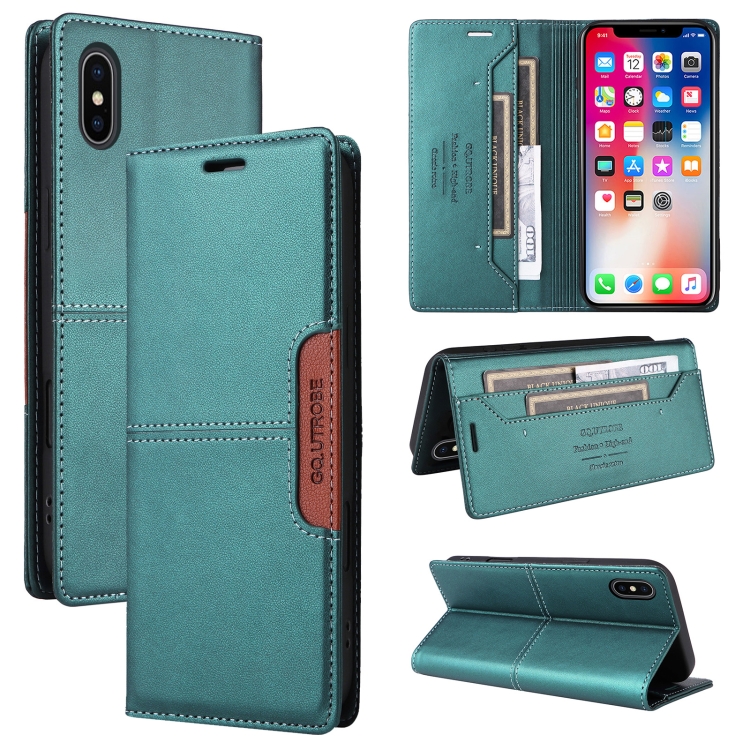

For iPhone XS Max GQUTROBE G01 RFID Anti-theft Leather Phone Case(Green)