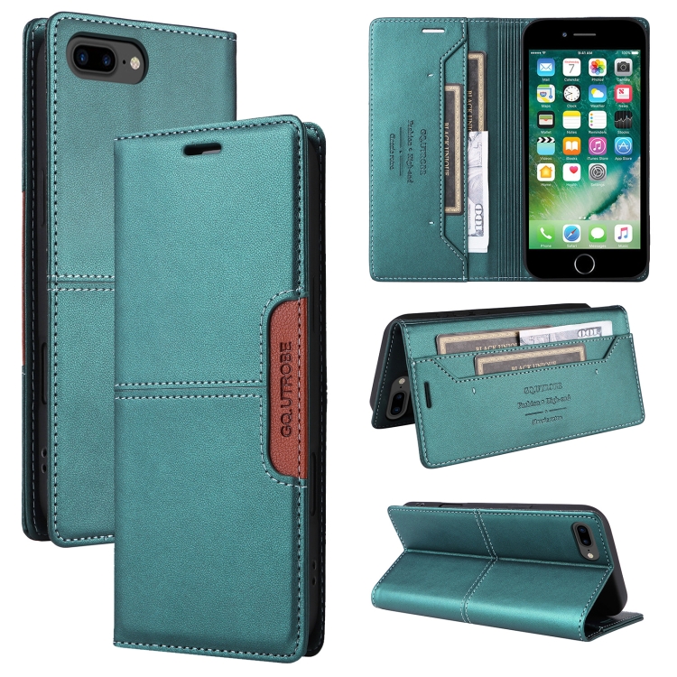 

For iPhone 8 Plus / 7 Plus GQUTROBE G01 RFID Anti-theft Leather Phone Case(Green)