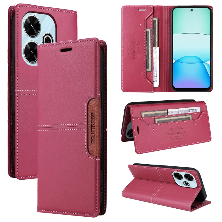 

For Redmi 13 4G GQUTROBE G01 RFID Anti-theft Leather Phone Case(Red)