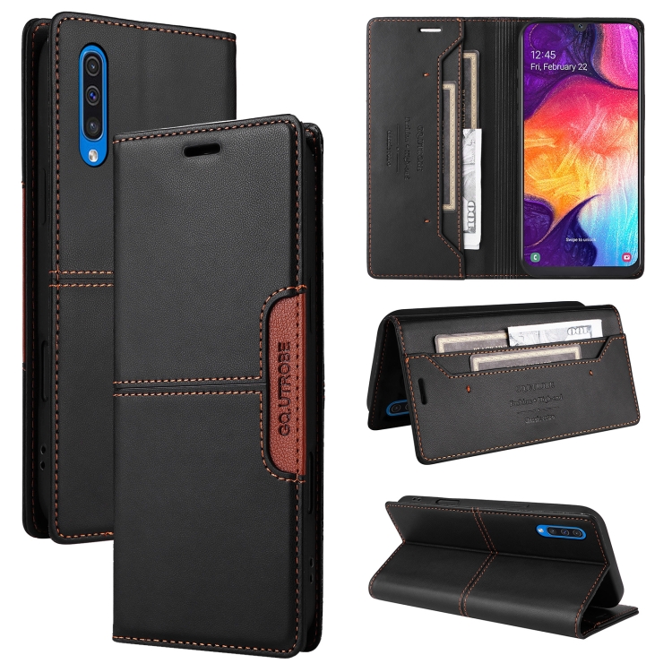 

For Samsung Galaxy A70 GQUTROBE G01 RFID Anti-theft Leather Phone Case(Black)