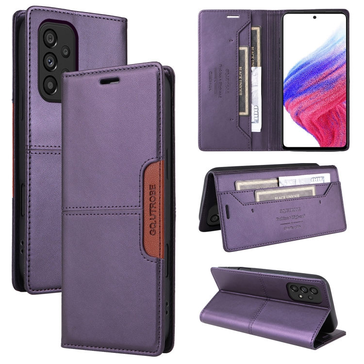 

For Samsung Galaxy A73 5G GQUTROBE G01 RFID Anti-theft Leather Phone Case(Purple)